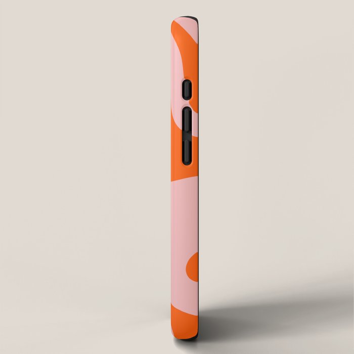 Groovy Retro Liquid Swirl Abstract Orange and Pink Pattern 4 iPhone Case Gallery Image 2