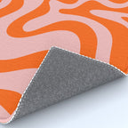 Groovy Retro Liquid Swirl Abstract Orange and Pink Pattern 4 Rug Gallery Image 4