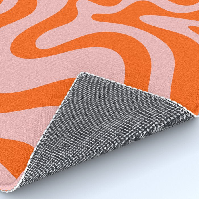 Groovy Retro Liquid Swirl Abstract Orange and Pink Pattern 4 Rug Gallery Image 4