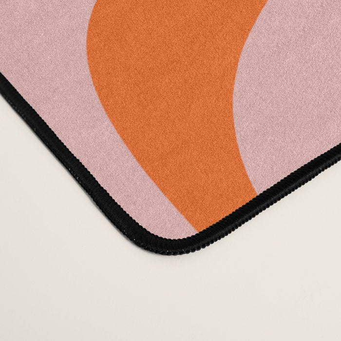 Groovy Retro Liquid Swirl Abstract Orange and Pink Pattern 4 Desk Mat Gallery Image 4