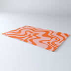 Groovy Retro Liquid Swirl Abstract Orange and Pink Pattern 4 Rug Gallery Image 3