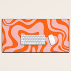 Groovy Retro Liquid Swirl Abstract Orange and Pink Pattern 4 Desk Mat Gallery Image 1