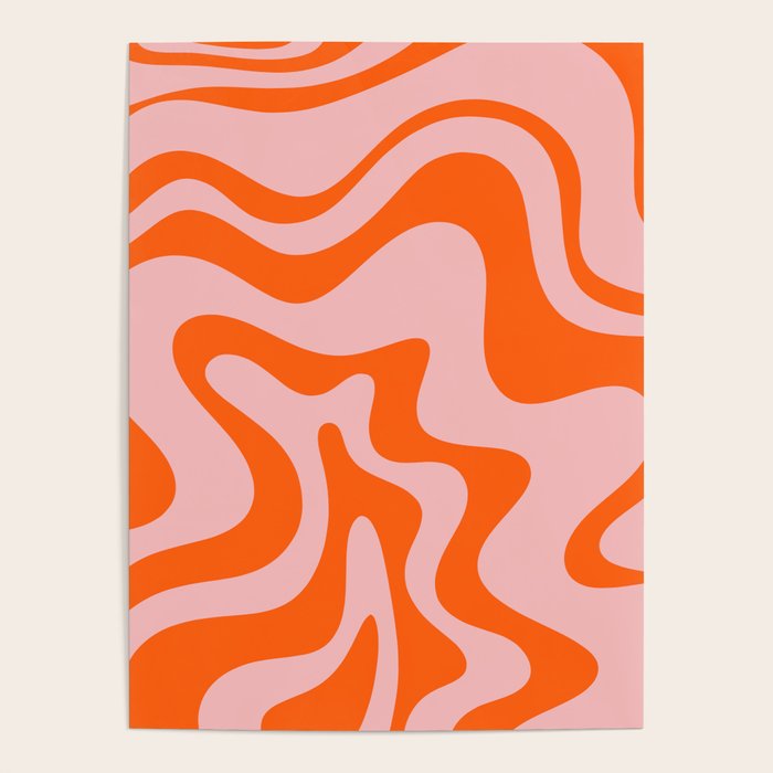 Groovy Retro Liquid Swirl Abstract Orange and Pink Pattern 4 Poster Gallery Image 4