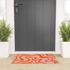 Groovy Retro Liquid Swirl Abstract Orange and Pink Pattern 4 Welcome Mat Gallery Image 3