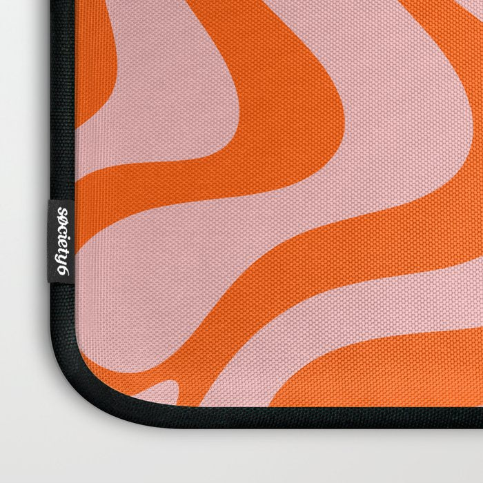 Groovy Retro Liquid Swirl Abstract Orange and Pink Pattern 4 Laptop Sleeve Gallery Image 3