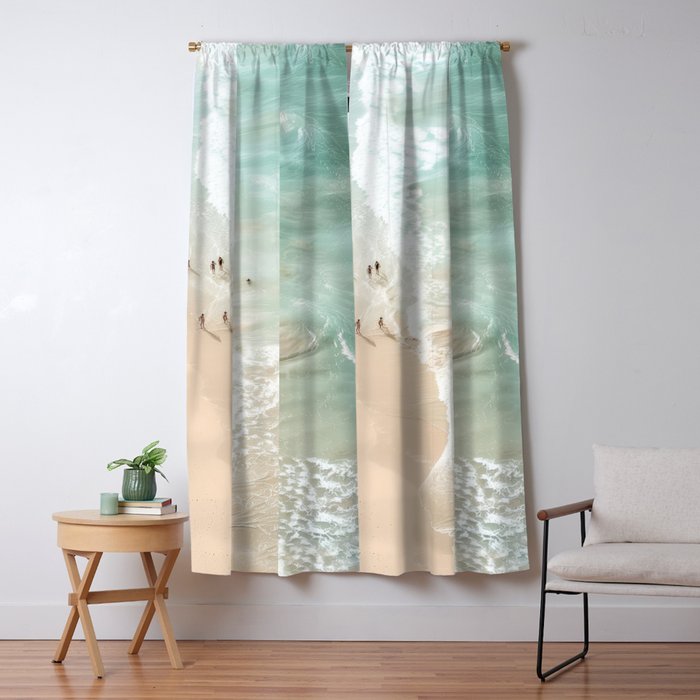 Soft Coastal Beach Scene Window Curtain Gallery Image 5