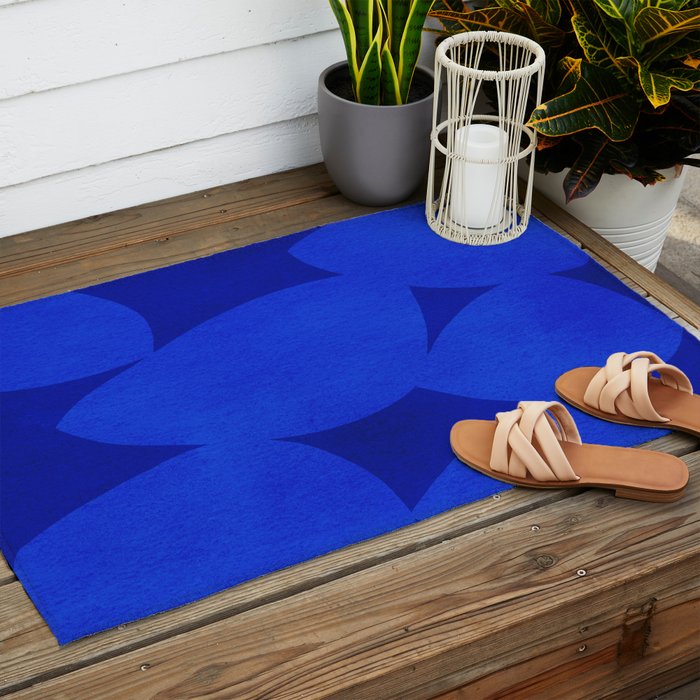 Abstract shapes-blue Outdoor Rug Gallery Image 2