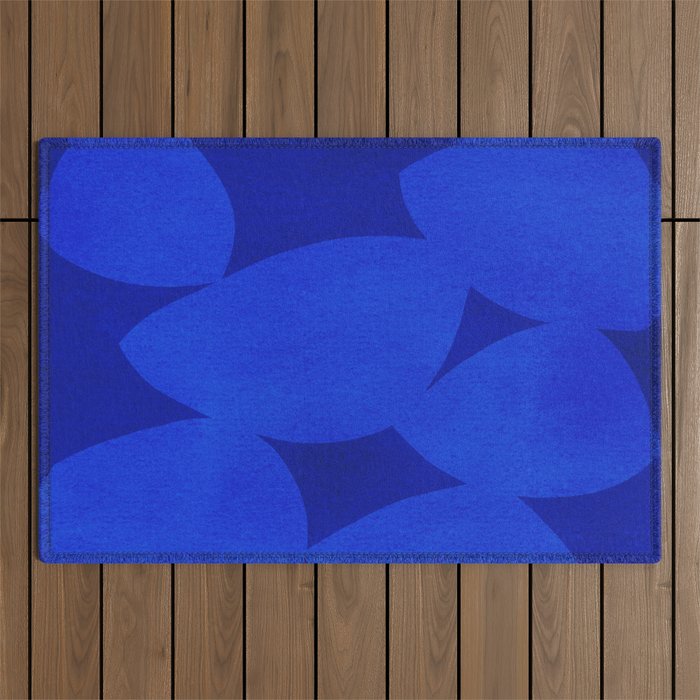 Abstract shapes-blue Outdoor Rug Gallery Image 1