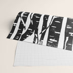 Woodcut Birches Black Wrapping Paper Gallery Image 2