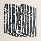 Woodcut Birches Black Wrapping Paper Gallery Image 3