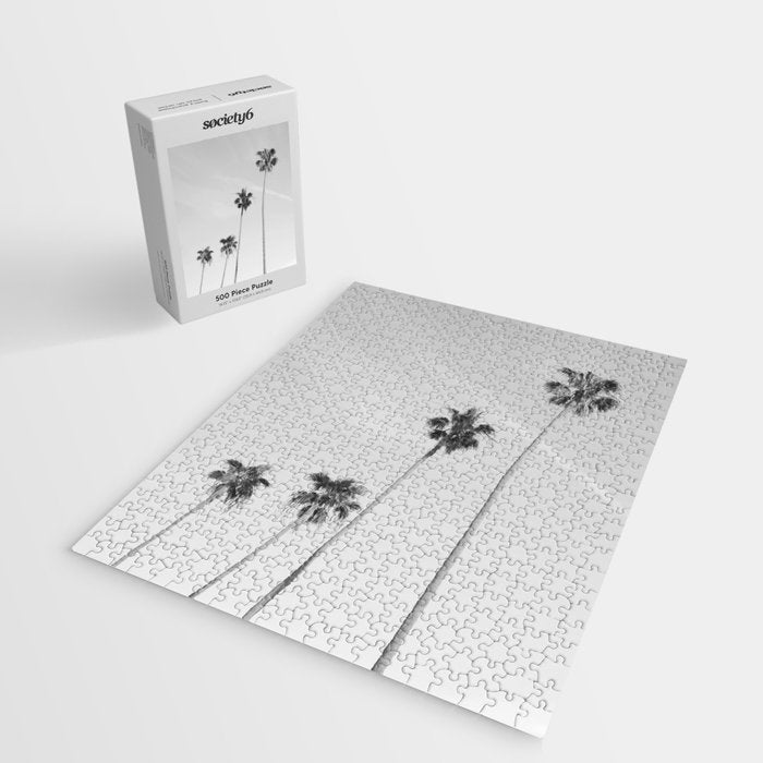 Black & White Palm Trees, Beach Palms Jigsaw Puzzle Gallery Image 2