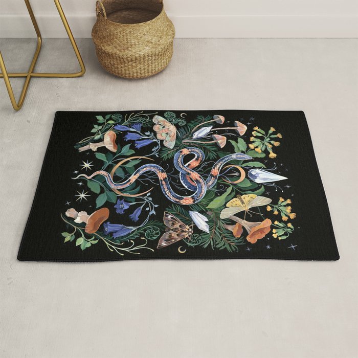 Mushroom Snake Crystals Garden Rug Gallery Image 1