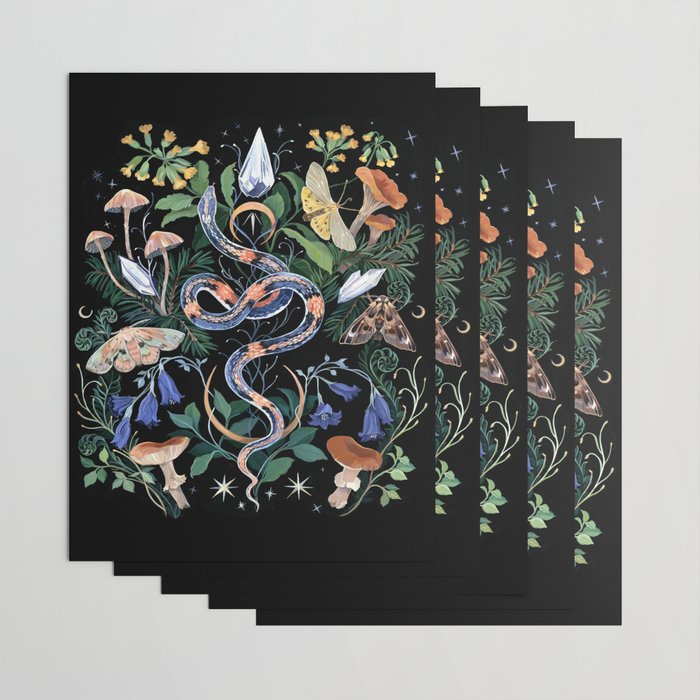 Mushroom Snake Crystals Garden Wrapping Paper Gallery Image 3