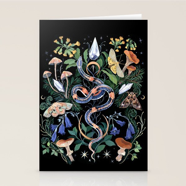 Mushroom Snake Crystals Garden Stationery Card Gallery Image 1