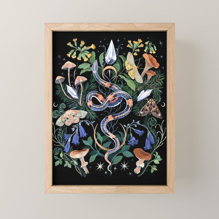 Mushroom Snake Crystals Garden Mini Art Print Gallery Image 1