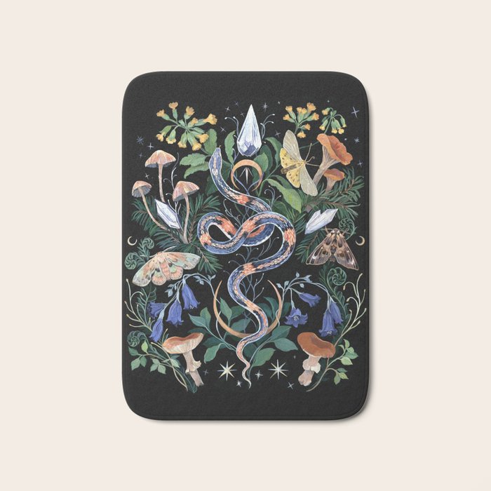 Mushroom Snake Crystals Garden Bath Mat Gallery Image 1