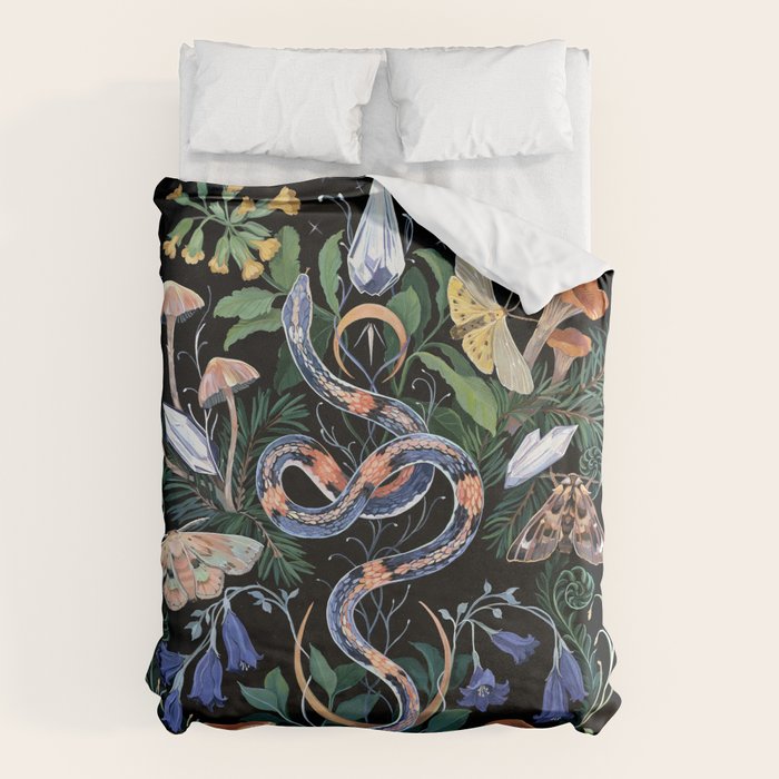 Mushroom Snake Crystals Garden Duvet Cover Gallery Image 1