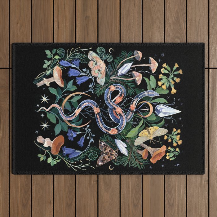 Mushroom Snake Crystals Garden Outdoor Rug Gallery Image 1