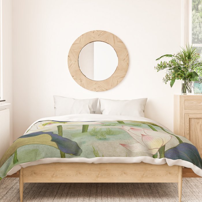 Lotus flowers B - Minhwa-Korean traditional/folk art Duvet Cover Gallery Image 3