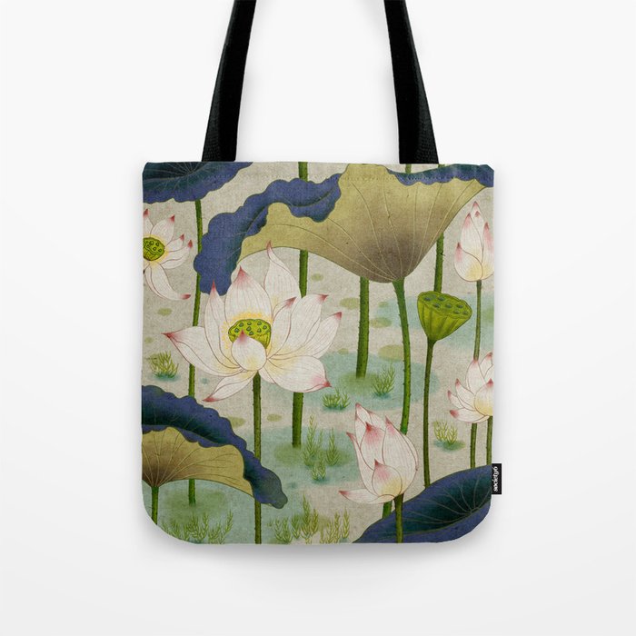 Lotus flowers B - Minhwa-Korean traditional/folk art Tote Bag Gallery Image 1