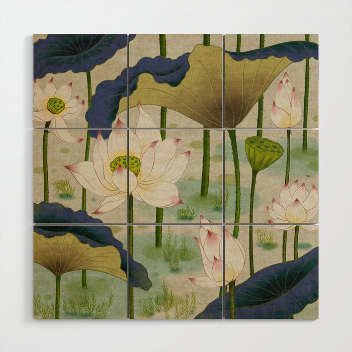 Lotus flowers B - Minhwa-Korean traditional/folk art Wood Wall Art Gallery Image 1