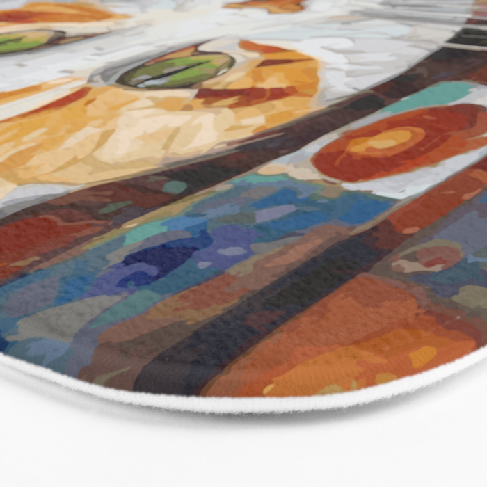 Gustav Klimt Style Tabby Cat with Green Eyes Bath Mat Gallery Image 3