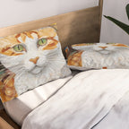 Gustav Klimt Style Tabby Cat with Green Eyes Pillow Sham Gallery Image 2