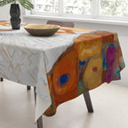 Gustav Klimt Style Tabby Cat with Green Eyes Tablecloth Gallery Image 3