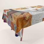 Gustav Klimt Style Tabby Cat with Green Eyes Tablecloth Gallery Image 1