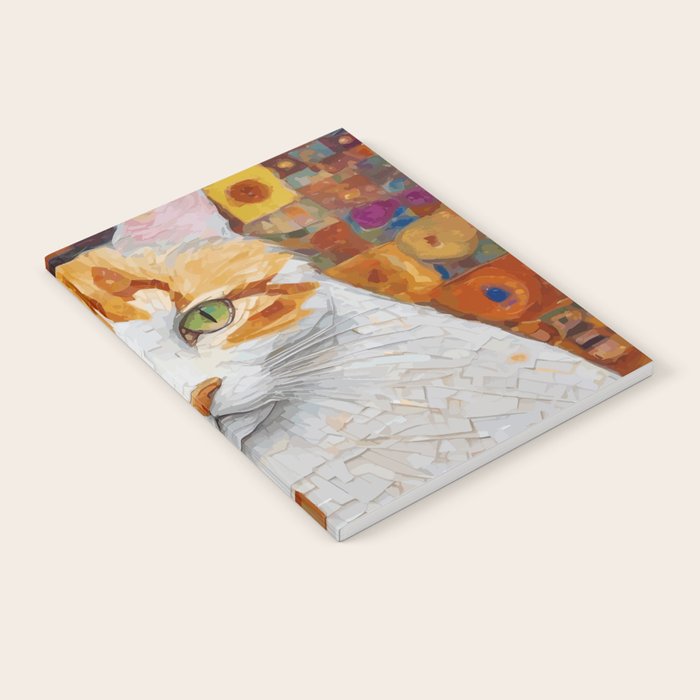 Gustav Klimt Style Tabby Cat with Green Eyes Notebook Gallery Image 2