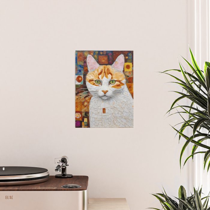 Gustav Klimt Style Tabby Cat with Green Eyes Poster Gallery Image 2