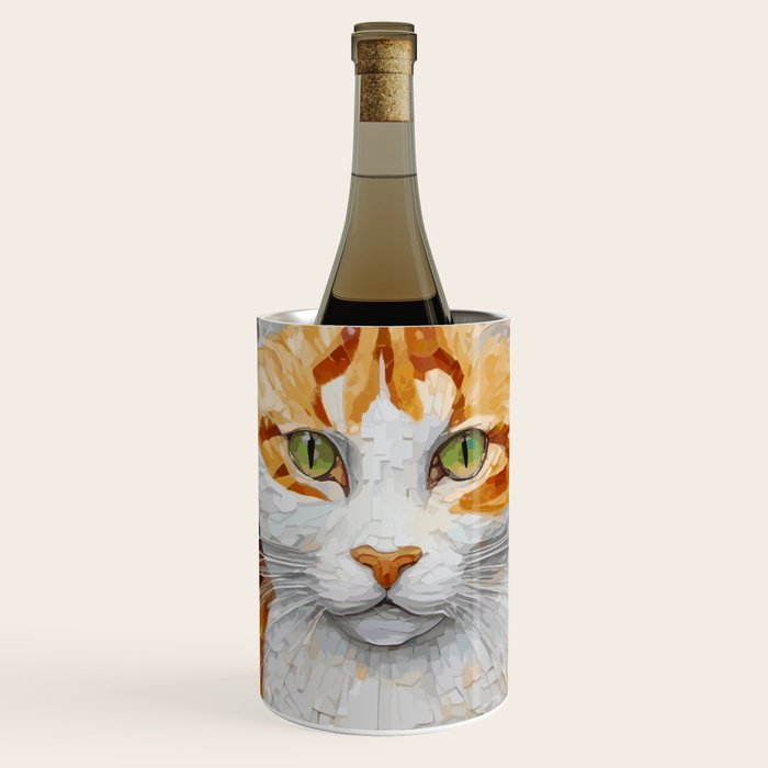 Gustav Klimt Style Tabby Cat With Green Eyes Wine Chiller Gallery Image 1