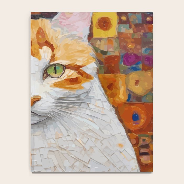 Gustav Klimt Style Tabby Cat with Green Eyes Notebook Gallery Image 4
