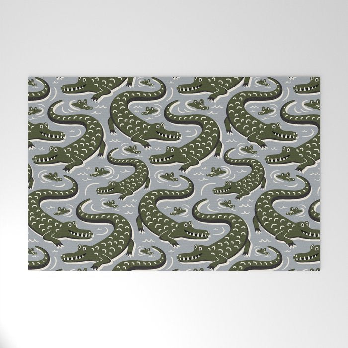 Alligator - Down In The Bayou - Grey Welcome Mat Gallery Image 1