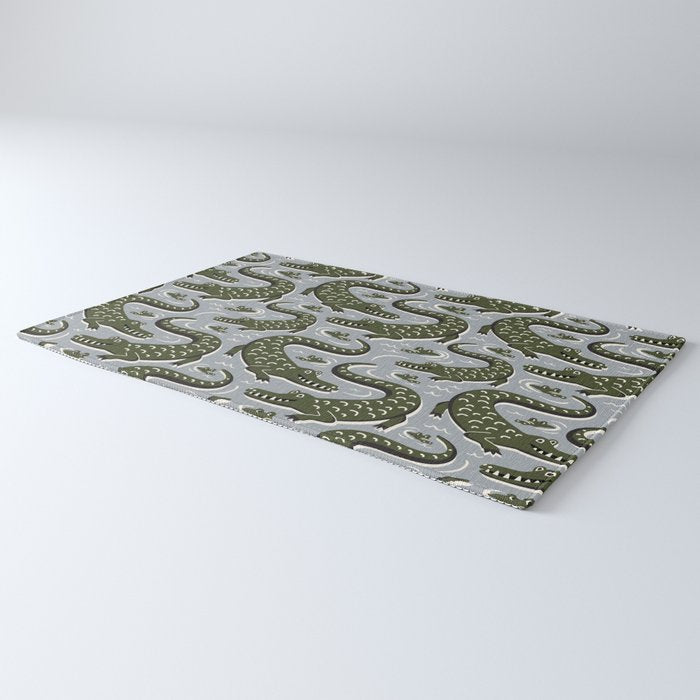 Alligator - Down In The Bayou - Grey Rug Gallery Image 3