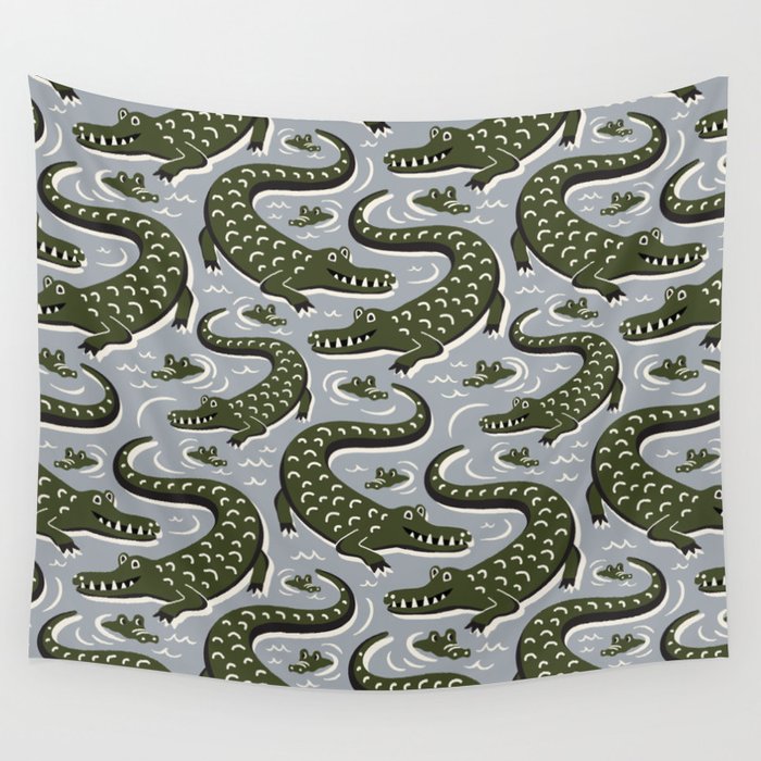 Alligator - Down In The Bayou - Grey Wall Tapestry Gallery Image 4