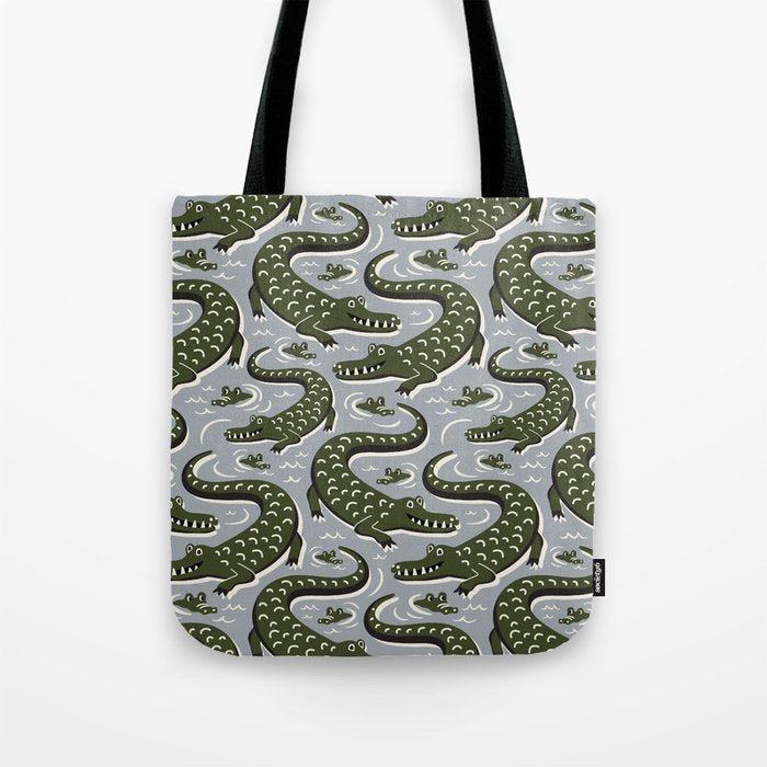 Alligator - Down In The Bayou - Grey Tote Bag Gallery Image 1