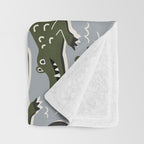 Alligator - Down In The Bayou - Grey Throw Blanket Gallery Image 3