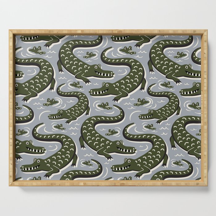 Alligator - Down In The Bayou - Grey Serving Tray Gallery Image 1
