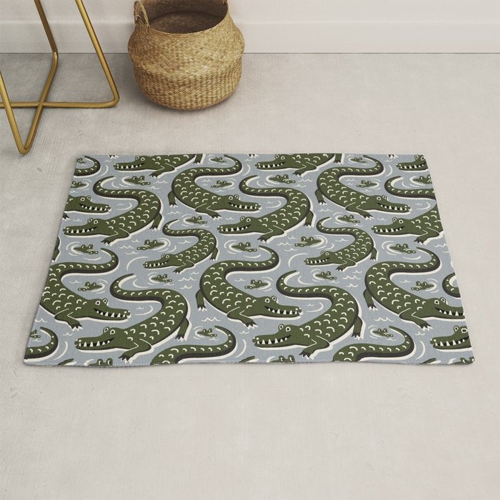 Alligator - Down In The Bayou - Grey Rug Gallery Image 1