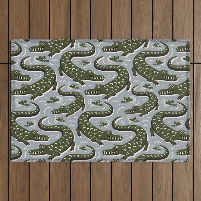 Alligator - Down In The Bayou - Grey Outdoor Rug Gallery Image 1