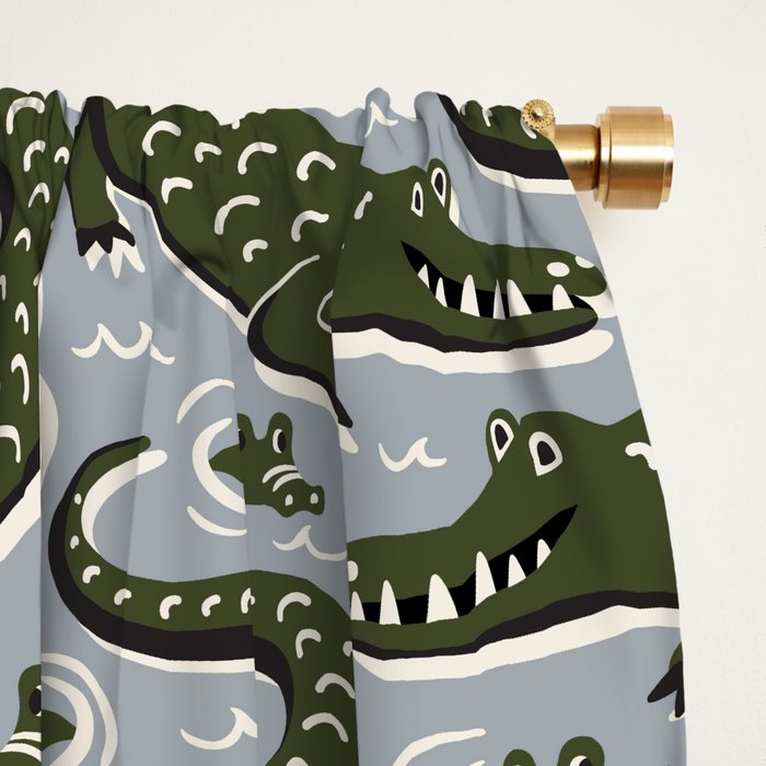 Alligator - Down In The Bayou - Grey Window Curtain Gallery Image 2