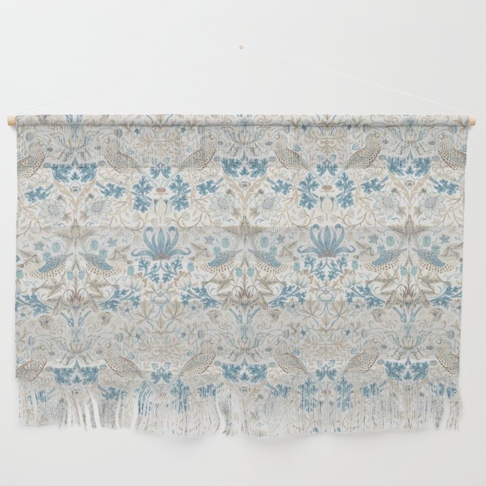 William Morris Strawberry Thief Blue Slate Vellum Wall Hanging Gallery Image 1