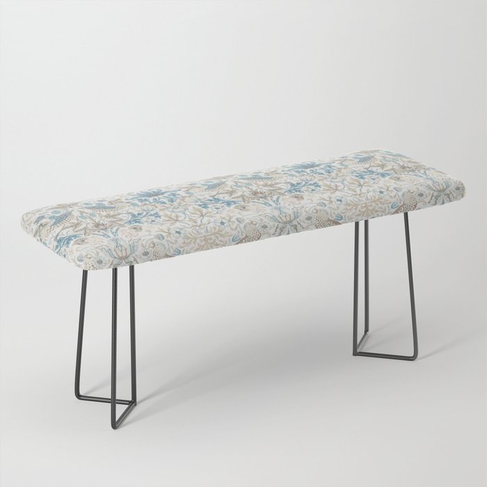 William Morris Strawberry Thief Blue Slate Vellum Bench Gallery Image 1