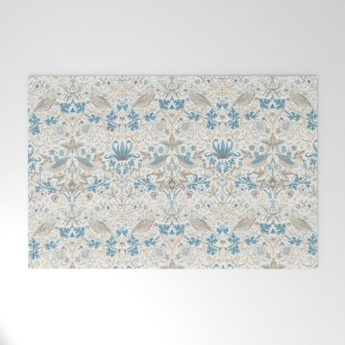 William Morris Strawberry Thief Blue Slate Vellum Welcome Mat Gallery Image 1