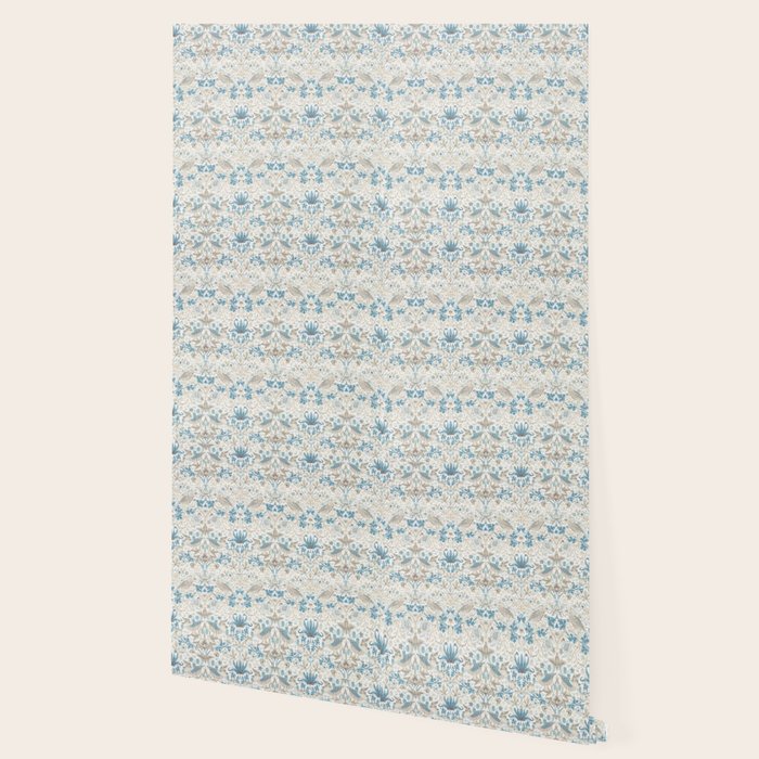 William Morris Strawberry Thief Blue Slate Vellum Wallpaper Gallery Image 2