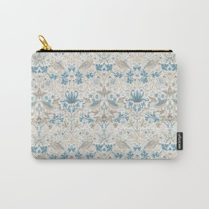 William Morris Strawberry Thief Blue Slate Vellum Carry All Pouch Gallery Image 1