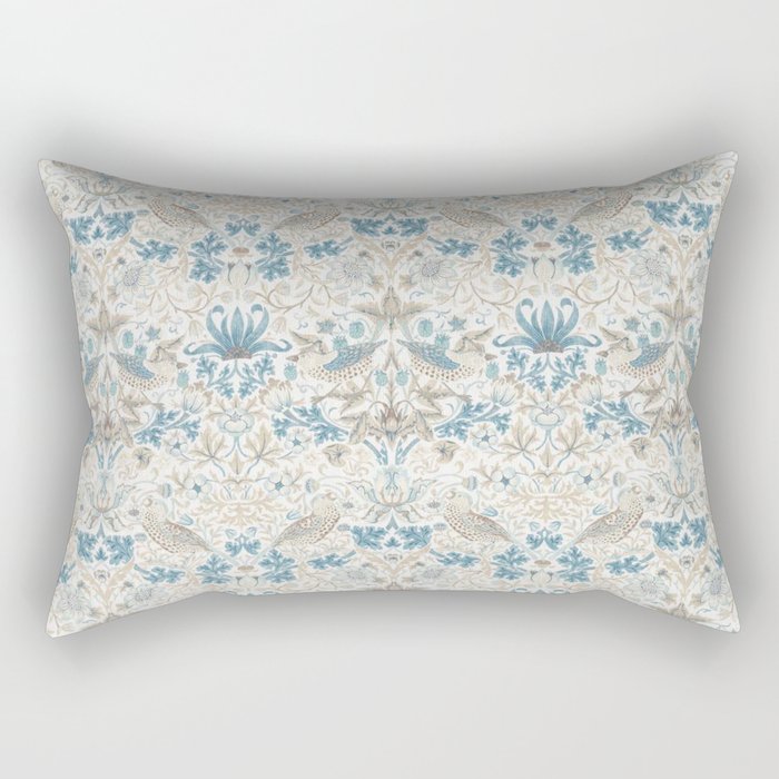 William Morris Strawberry Thief Blue Slate Vellum Rectangular Pillow Gallery Image 2
