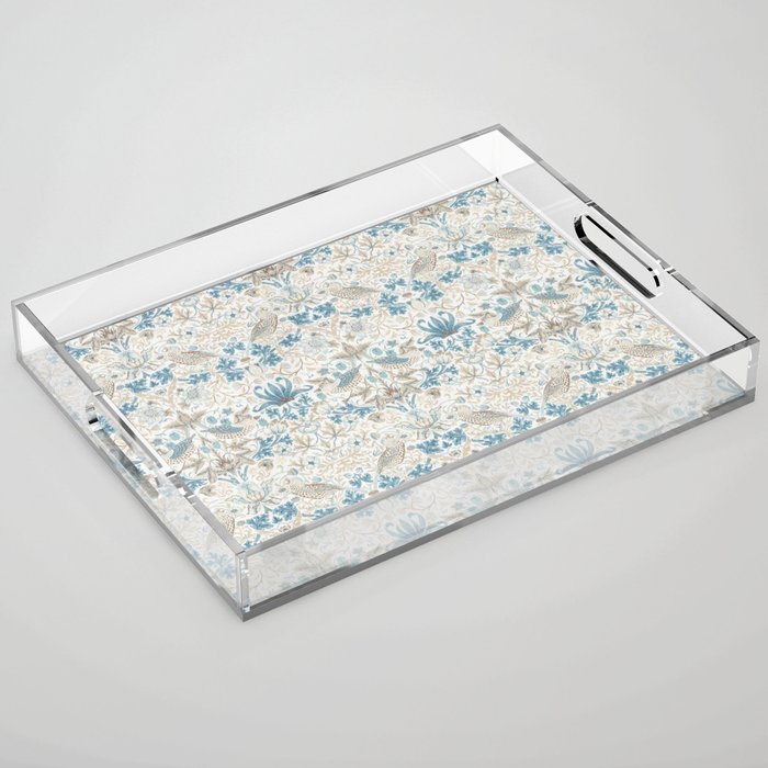William Morris Strawberry Thief Blue Slate Vellum Acrylic Tray Gallery Image 1