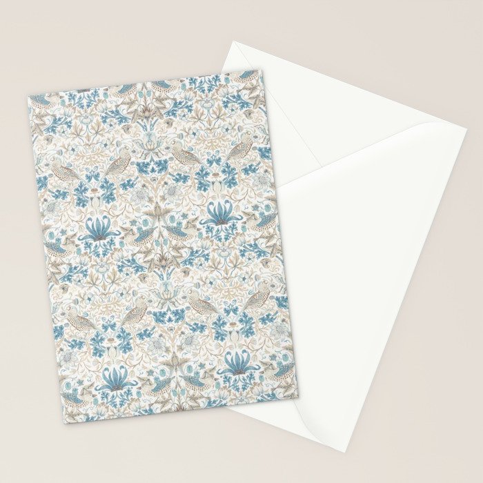 William Morris Strawberry Thief Blue Slate Vellum Stationery Card Gallery Image 2